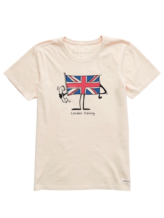 Life Is Good London Calling Union Jack Crusher Tee Cream Graphic Shirt XL NWT - Picture 4 of 12